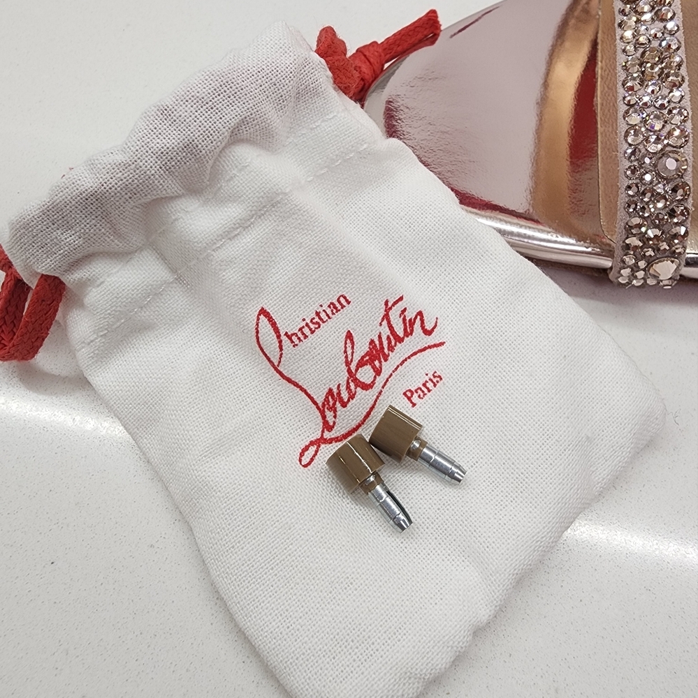 Christian Louboutin Rosalie Strass (Crystal) Sandal Heels in Vintage Rose 40 - Picture 14 of 16